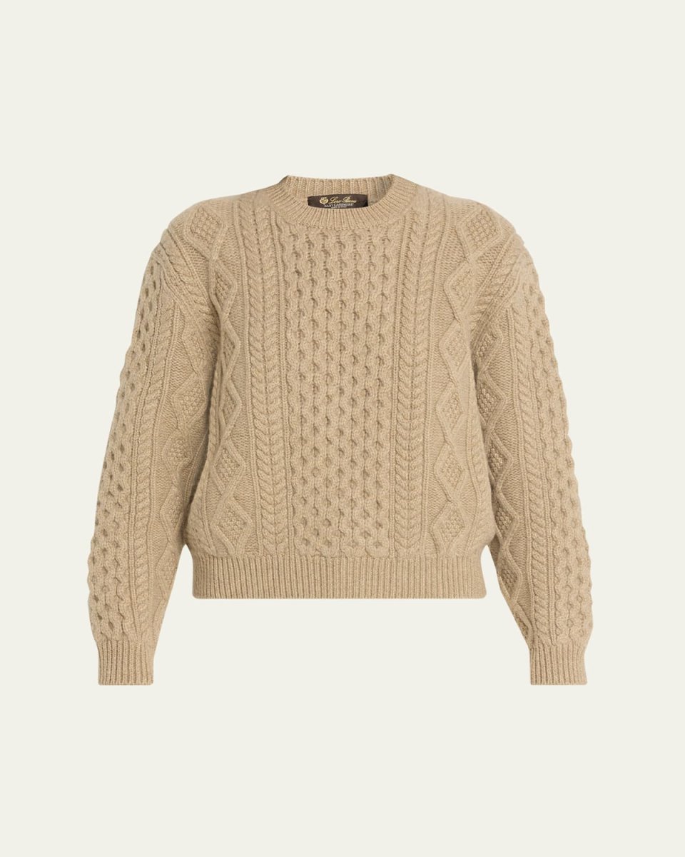 Eyre Cashmere Fisherman Knit Crewneck Sweater
